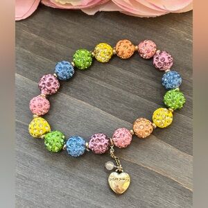 Betsey Johnson Gold-Tone Multicolor Pavé Fireball Stretch Bracelet